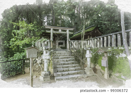 奈良縣天理市天神神社水彩畫磯上神社 奈良縣天理市天神神社水彩畫磯上神社 99306372