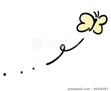 Simple and cute flying monkey butterfly hand-drawn illustration material 99308467
