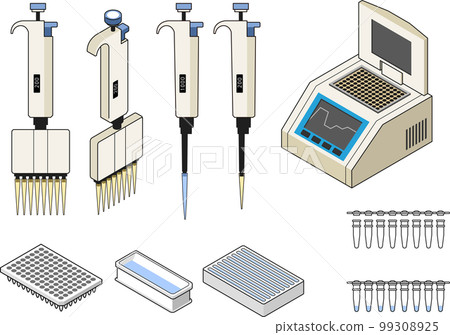 pcr 實驗室設備圖標顏色集 99308925