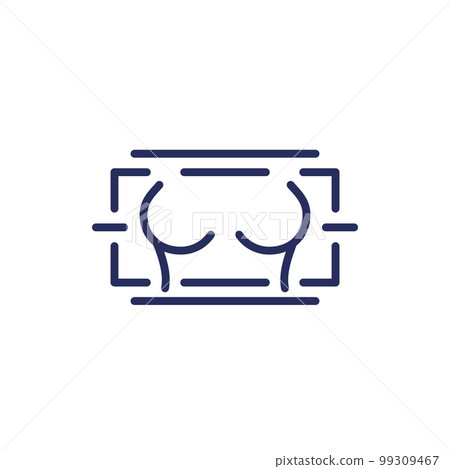 breast scan line icon on white, vector breast scan line icon on white, vector 99309467