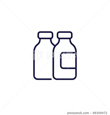 plastic bottles line icon on white 99309472