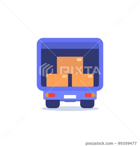 truck with boxes vector icon, back view truck with boxes vector icon, back view 99309477