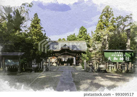 奈良縣天理市水彩風格的大和神社禮拜堂 奈良縣天理市水彩風格的大和神社禮拜堂 99309517