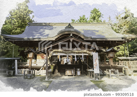 奈良縣天理市水彩風格的大和神社禮拜堂 奈良縣天理市水彩風格的大和神社禮拜堂 99309518