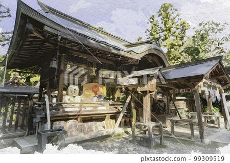 奈良縣天理市水彩風格的大和神社禮拜堂 奈良縣天理市水彩風格的大和神社禮拜堂 99309519
