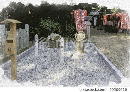 奈良縣天理市水彩畫大和神社、貴子神社、岩座、阿梅西 奈良縣天理市水彩畫大和神社、貴子神社、岩座、阿梅西 99309616