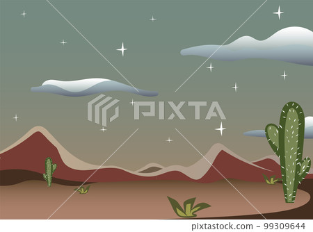 Wild West Texas Desert Scene with Cactus 99309644