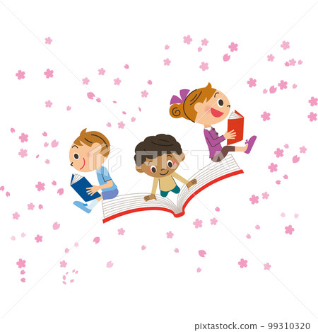 children reading in spring children reading in spring 99310320