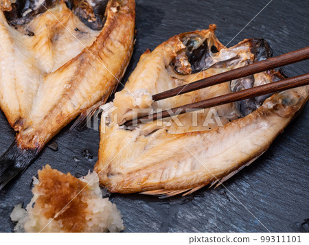 Grilled small blackthroat seaperch. Opening dried fish. 99311101