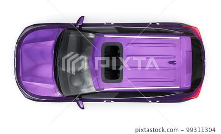 A model of a compact purple SUV for the city with all-wheel drive in all weather conditions of operation on a white background. 3d illustration 99311304