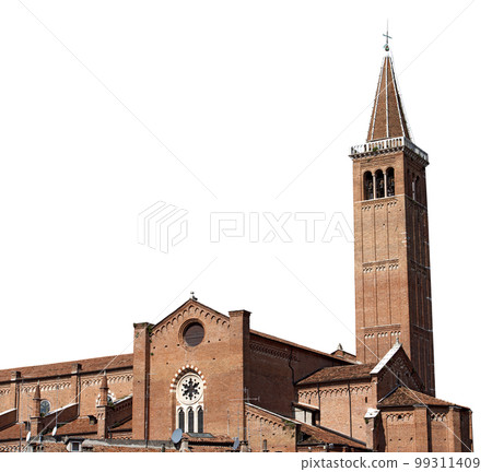Verona - Medieval Basilica of Santa Anastasia Isolated on White Background 99311409