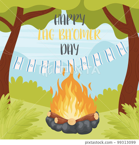 Happy Lag Ba Omer day greeting card Happy Lag Ba Omer day greeting card 99313099