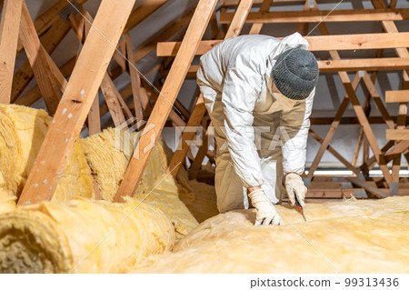 thermal insulation of roof spaces with glass wool 99313436
