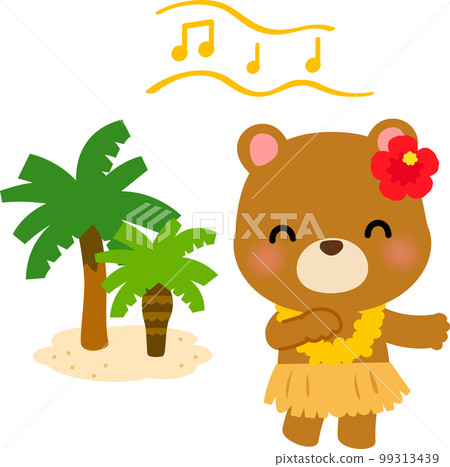 Bear character dancing hula 99313439
