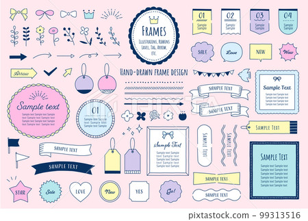 Hand-drawn cute illustration frame set / colorful 99313516
