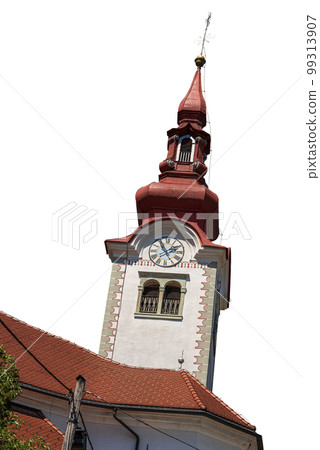 Church of Saint George Isolated on White Background - Zgornje Gorje Slovenia Church of Saint George Isolated on White Background - Zgornje Gorje Slovenia 99313907