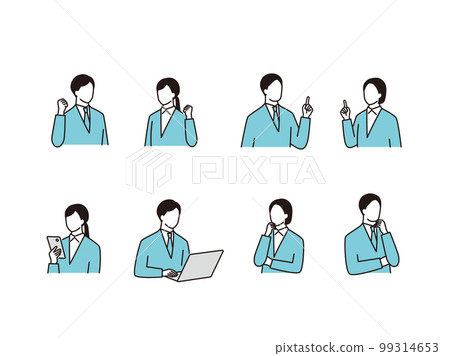 Male and female icon set during job hunting 99314653