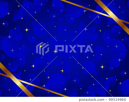 豪華傾斜絲帶和粒子背景水平位置寶藍色和金色 99314968