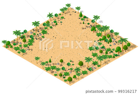 Isometric 3D desert park with palm trees of a city 99316217