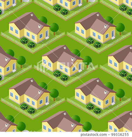 Seamless city building house Repeating Tile Pattern Isometric Illustration 99316255