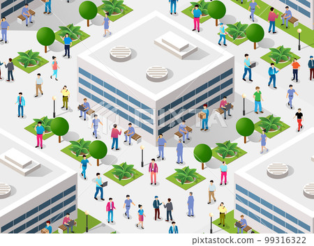 Seamless repeating pattern city isometric architecture business Seamless repeating pattern city isometric architecture business 99316322
