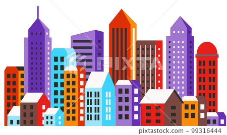 Silhouette of the winter Christmas New Year flat Town with houses 99316444
