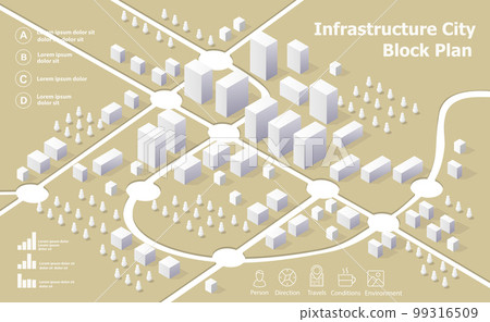 Cityscape illustration using 3D isometric view of houses, streets 99316509