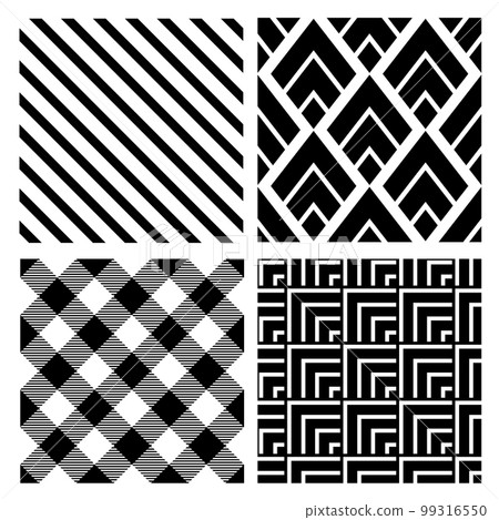 Silhouette of a geometric black and white pattern seamless tile file vector set Silhouette of a geometric black and white pattern seamless tile file vector set 99316550