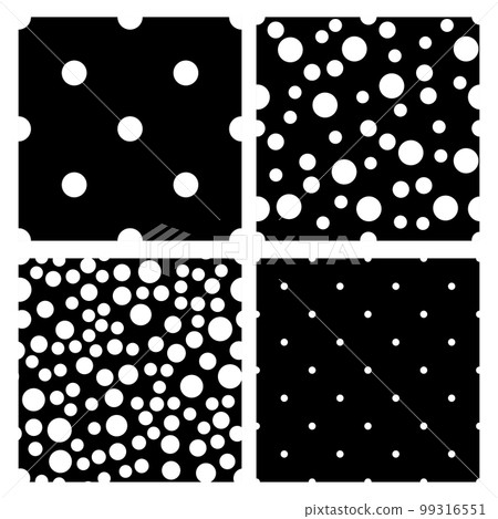 Silhouette of a polka dot black and white pattern seamless tile vector set 99316551