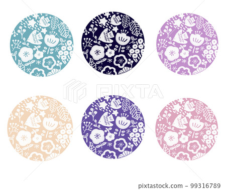 Japanese pattern flower and leaf design icon 99316789