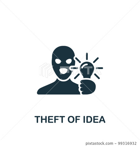 Theft of idea icon. Monochrome simple sign from intellectual property collection. Theft of idea icon for logo, templates, web design and infographics. 99316932
