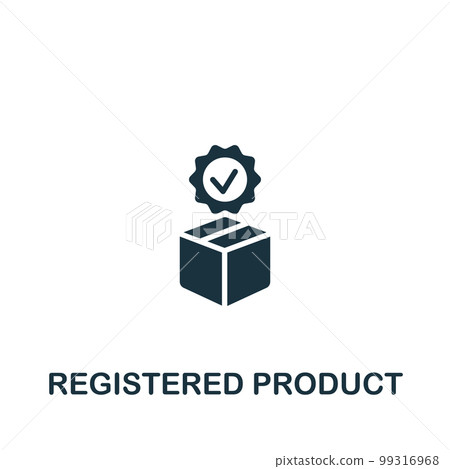 Registered product icon. Monochrome simple sign from intellectual property collection. Registered product icon for logo, templates, web design and infographics. 99316968