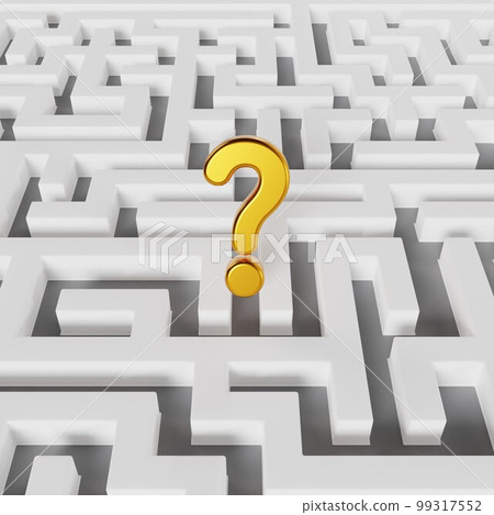 Maze and question mark (3D rendering) 99317552
