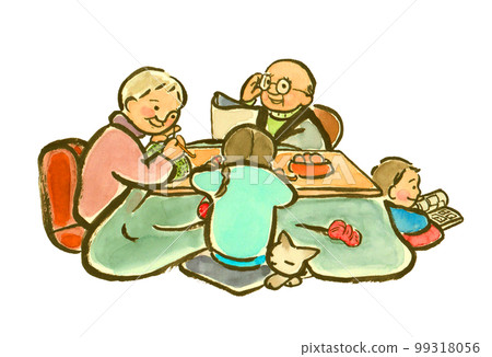 Gathering around the kotatsu Grandparents and grandchildren 99318056