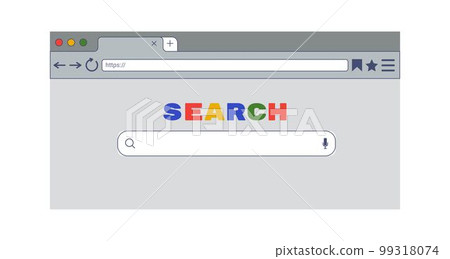 Search bar. Internet browser interface. Computer screen with empty URL address finding window. Web tab. Simplicity website frame flat design. Network engine panel. Vector illustration tidy UI template 99318074