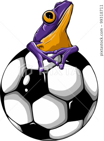 vector illustration Frog mascotte on a soccer ball vector illustration Frog mascotte on a soccer ball 99318711