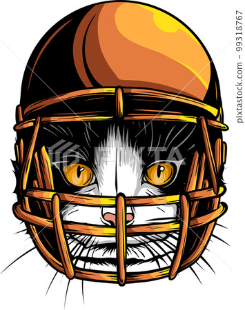 cat with helmet american footbal player vector 99318767