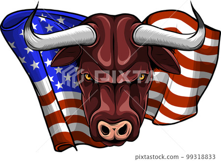 vector of head of bull with american flag 99318833