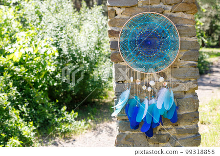 Handmade dream catcher with feathers threads and beads rope hanging 99318858