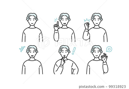 Simple men's positive facial expression set illustration material Simple men's positive facial expression set illustration material 99318923