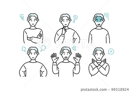 Simple men's negative facial expression set illustration material Simple men's negative facial expression set illustration material 99318924
