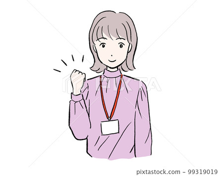 A young female office worker doing a guts pose A young female office worker doing a guts pose 99319019