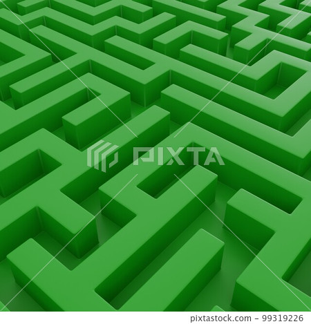 Green three-dimensional maze (3D rendering) 99319226