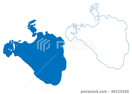 Lake Razna (Republic of Latvia) map vector illustration, scribble sketch Raznas ezers map 99319308