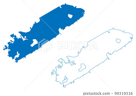 Lake Velence (Hungary) map vector illustration, scribble sketch Velencei or Welenzer See map 99319316