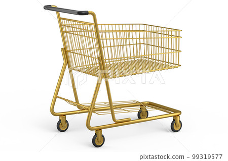 Shopping cart or trolley for groceries on white background. Shopping cart or trolley for groceries on white background. 99319577