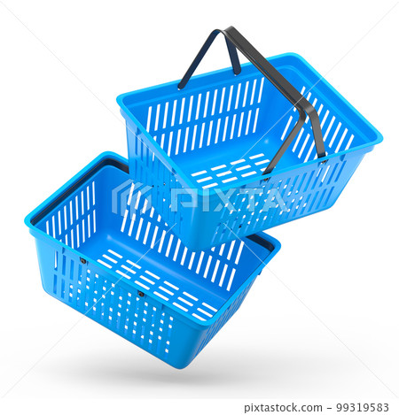 Set of plastic basket from supermarket for online shopping on white background. Set of plastic basket from supermarket for online shopping on white background. 99319583