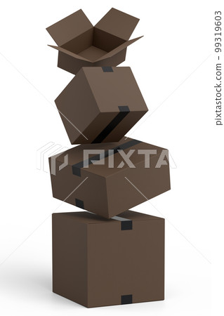 Cardboard box or carton on white background, carrying parcel and online shopping 99319603