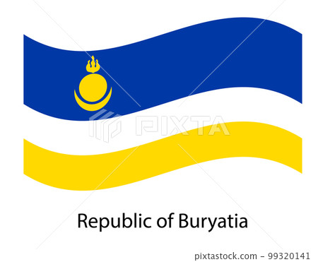 Buryatia Republic national flag on white background texture. illustration, symbol federal subject of Russia. 99320141