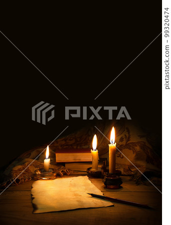 Vintage paper for writing on wooden background 99320474